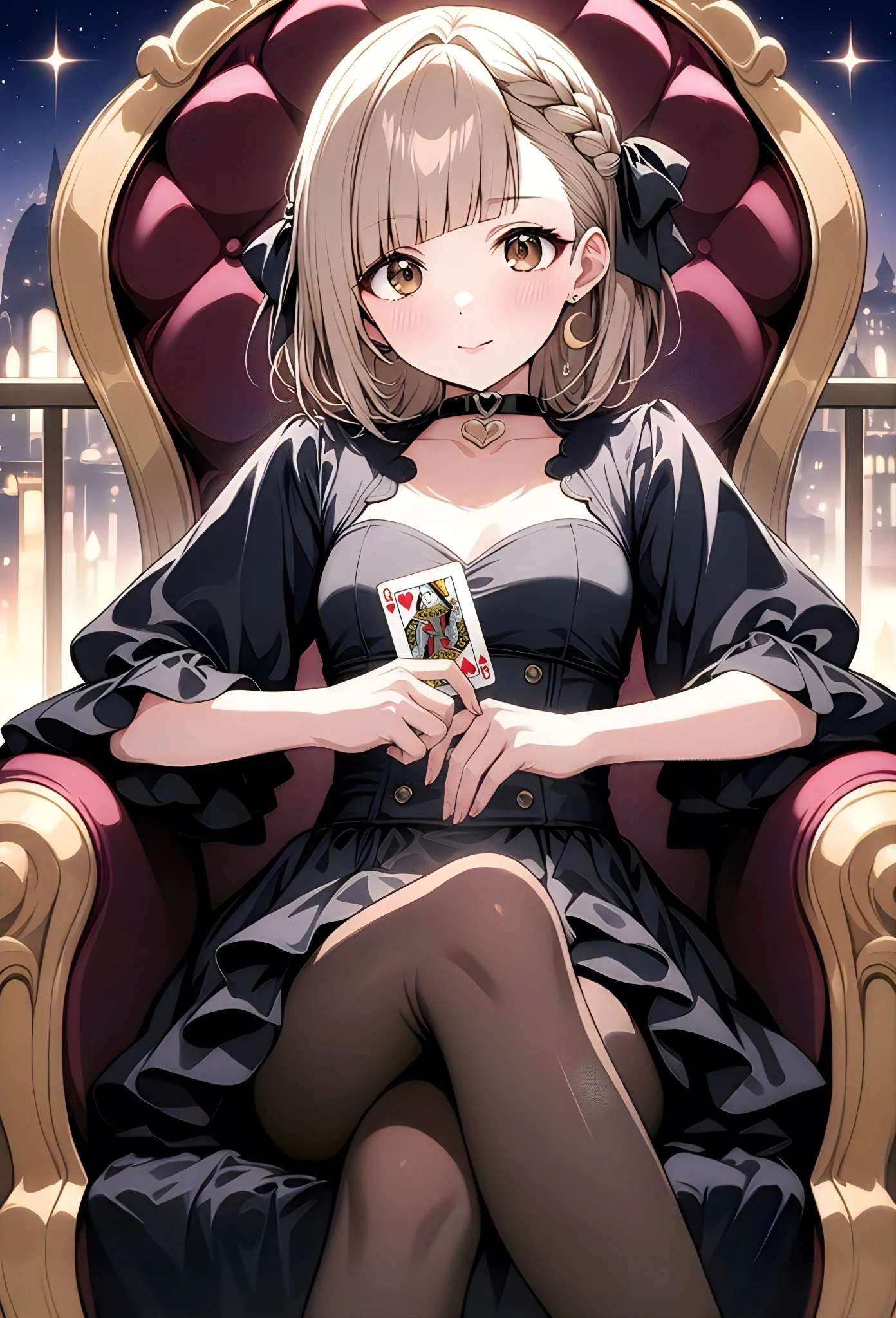 黒いドレスで椅子に座るゆきのん